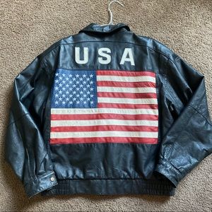 Vintage leather varsity jacket usa